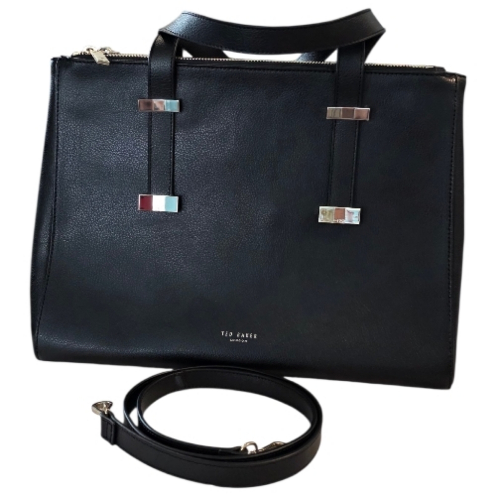 Ted Baker Alexiis Leather Tote Bag Adjustable Straps Double Zip Bow Detail - Picture 3 of 16
